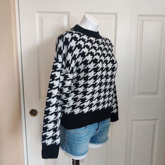 H&M houndstooth drop shoulder wool blend sweater XS - Picture 4 of 8